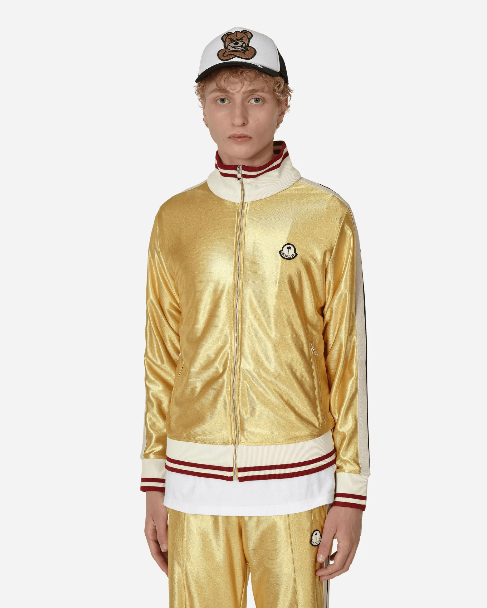 Moncler Genius Sweatshirts^8 Moncler Palm Angels Glossy Zip-Up Sweatshirt Yellow