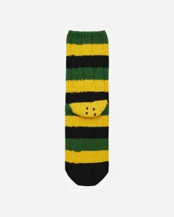 KAPITAL Underwear^56 Yarns Rasta Rainbowy Happy Heel Socks Black / Yellow / Green
