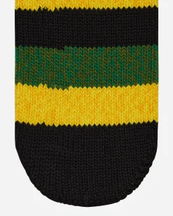 KAPITAL Underwear^56 Yarns Rasta Rainbowy Happy Heel Socks Black / Yellow / Green