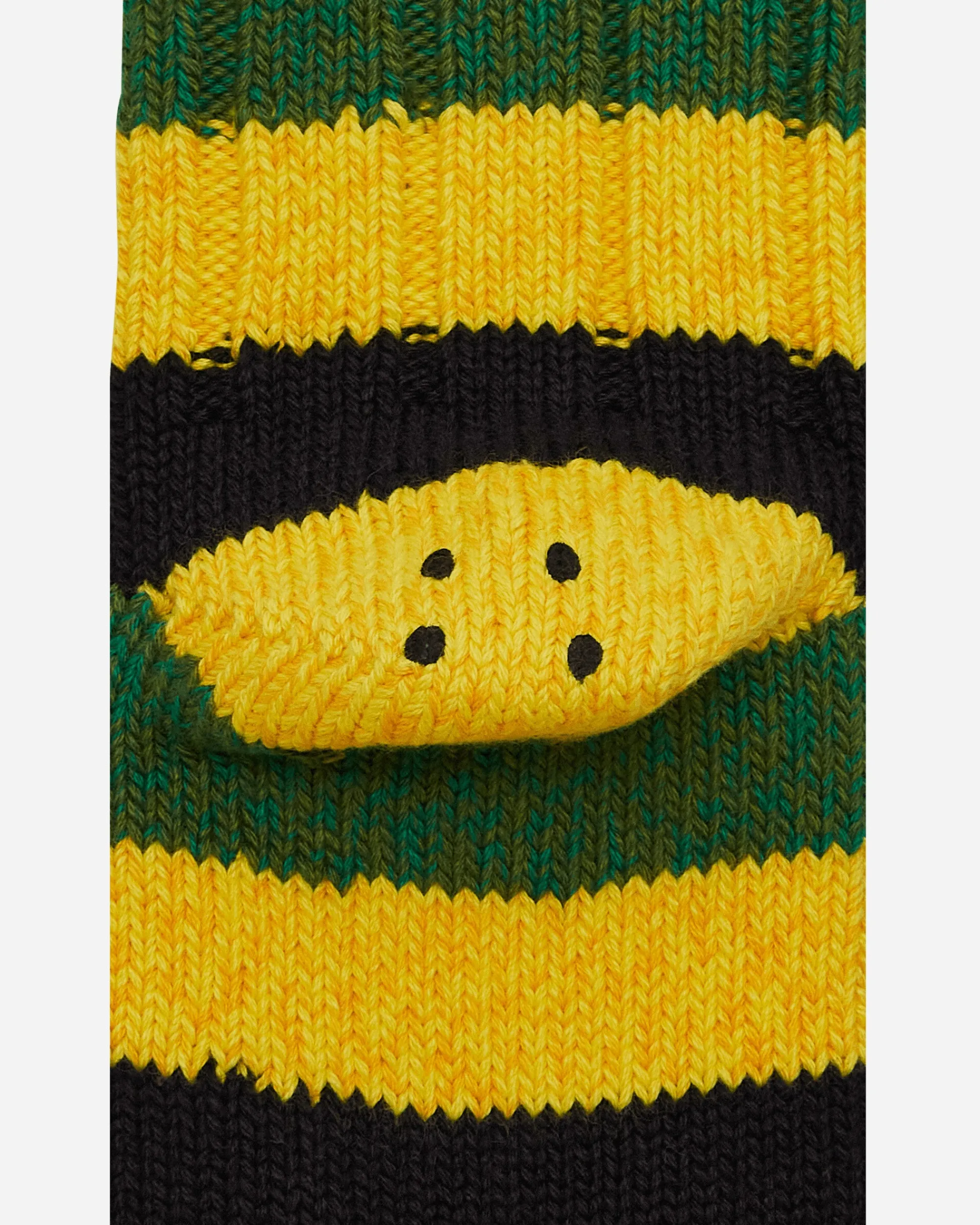 KAPITAL Underwear^56 Yarns Rasta Rainbowy Happy Heel Socks Black / Yellow / Green