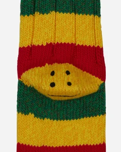 KAPITAL Underwear^56 Yarns Rasta Rainbowy Happy Heel Socks Red / Yellow / Green