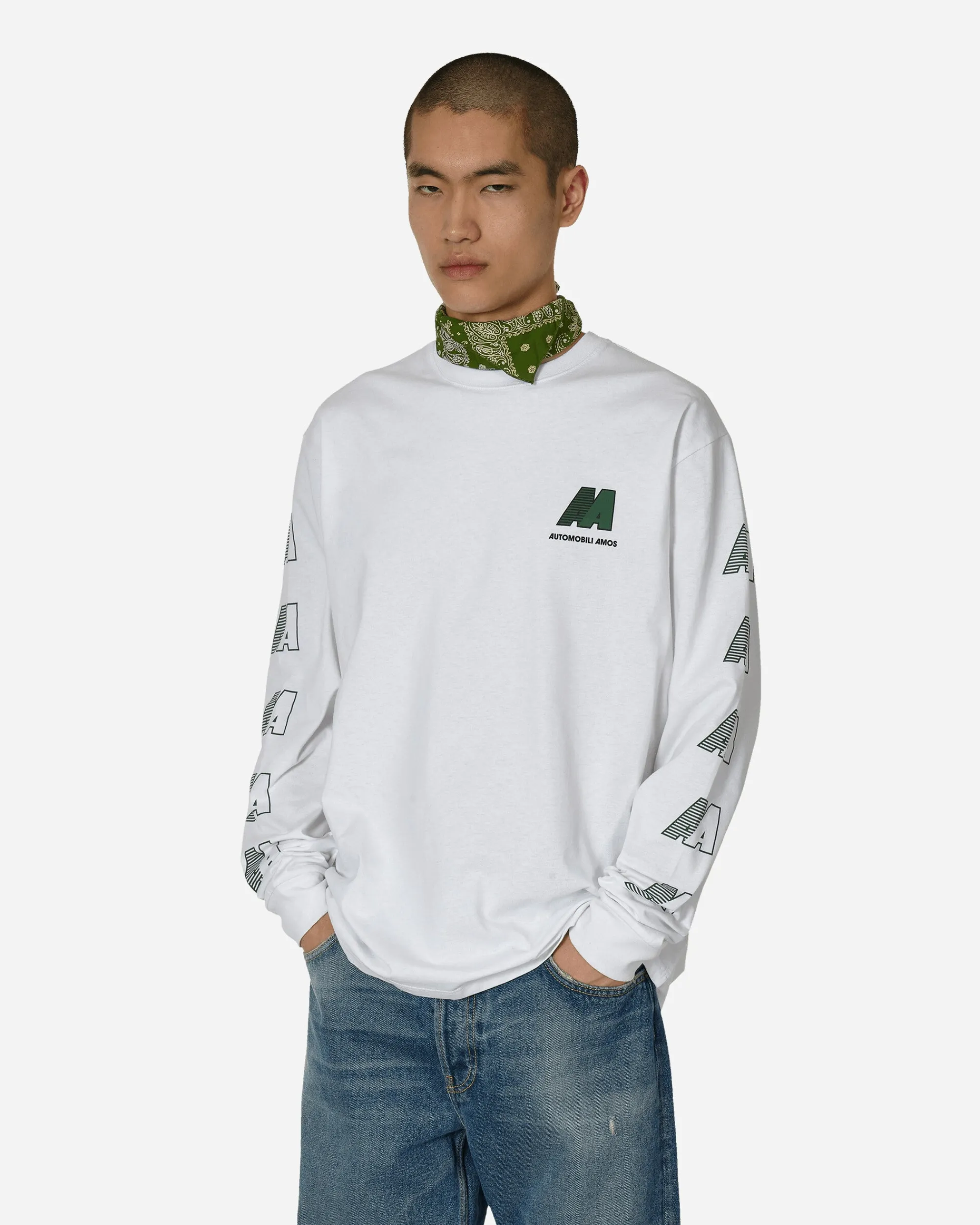 Automobili Amos T-Shirts^AA Logo Longsleeve T-Shirt White