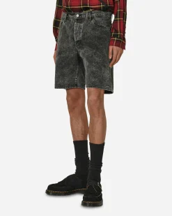 Aries Shorts^Acid Wash Denim Shorts Black
