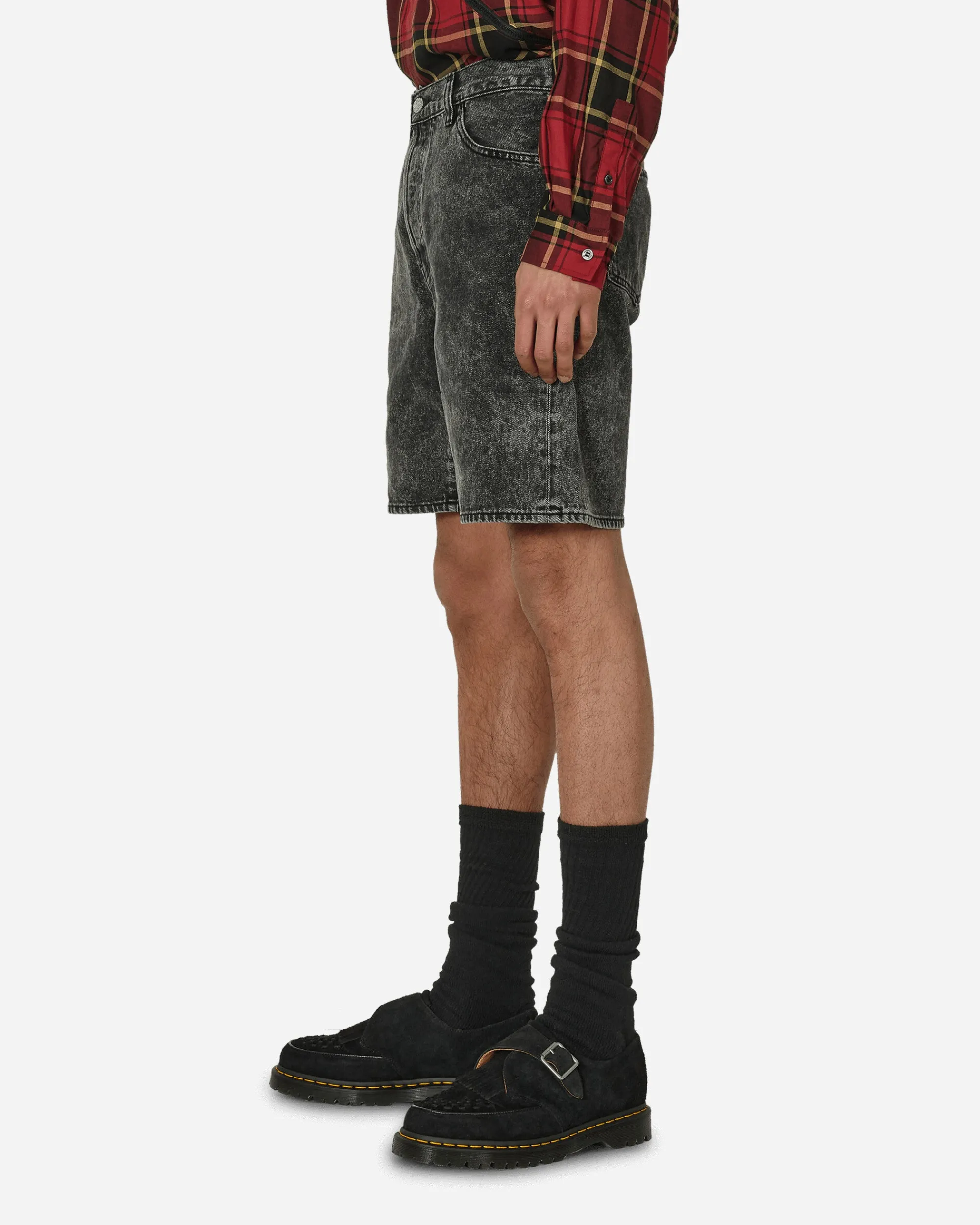 Aries Shorts^Acid Wash Denim Shorts Black