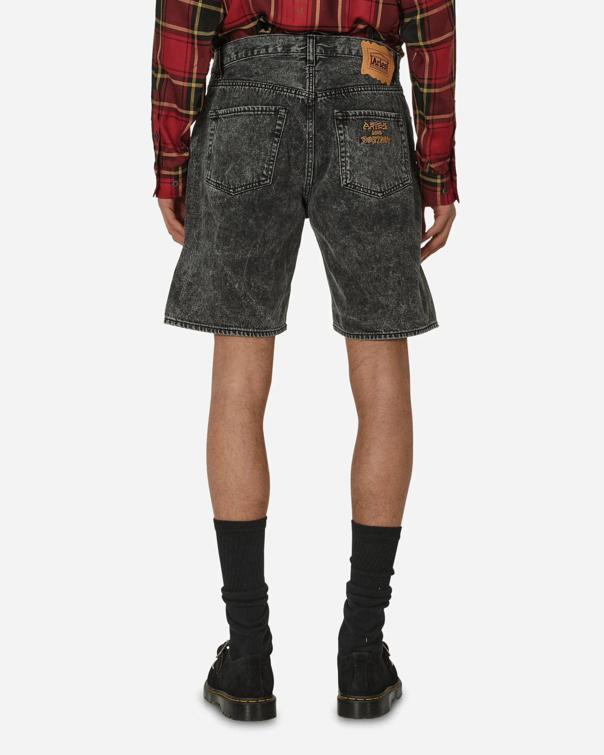 Aries Shorts^Acid Wash Denim Shorts Black
