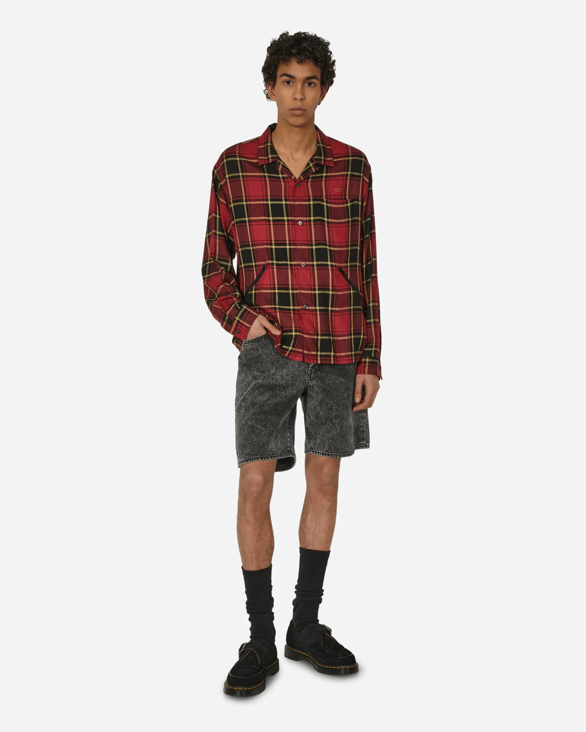 Aries Shorts^Acid Wash Denim Shorts Black