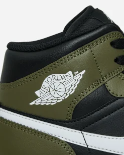 Nike Jordan Sneakers·Mid|Sneakers^Air Jordan 1 Mid Sneakers Black / Medium Olive / Sail