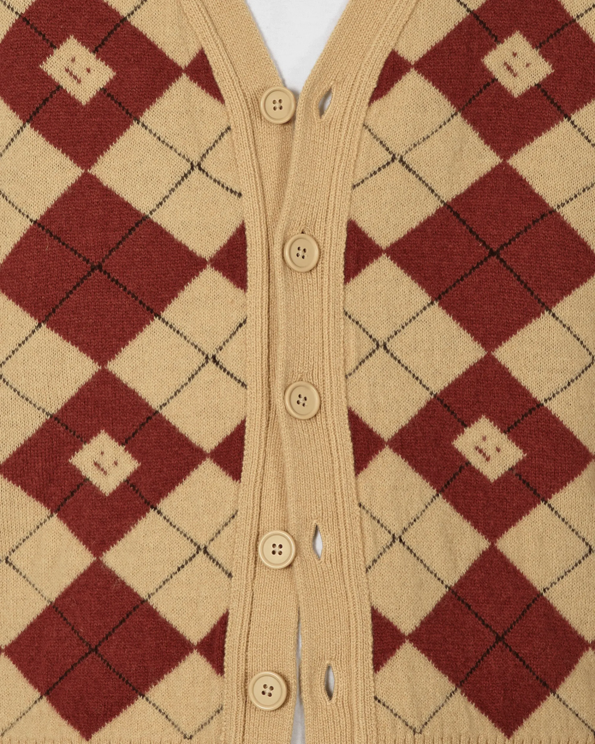 Acne Studios Knitwear^Argyle Jacquard Cardigan Biscuit Beige / Deep Red