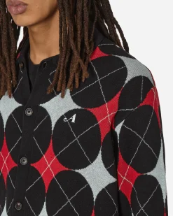 Awake NY Knitwear^Argyle Knit Cardigan Black