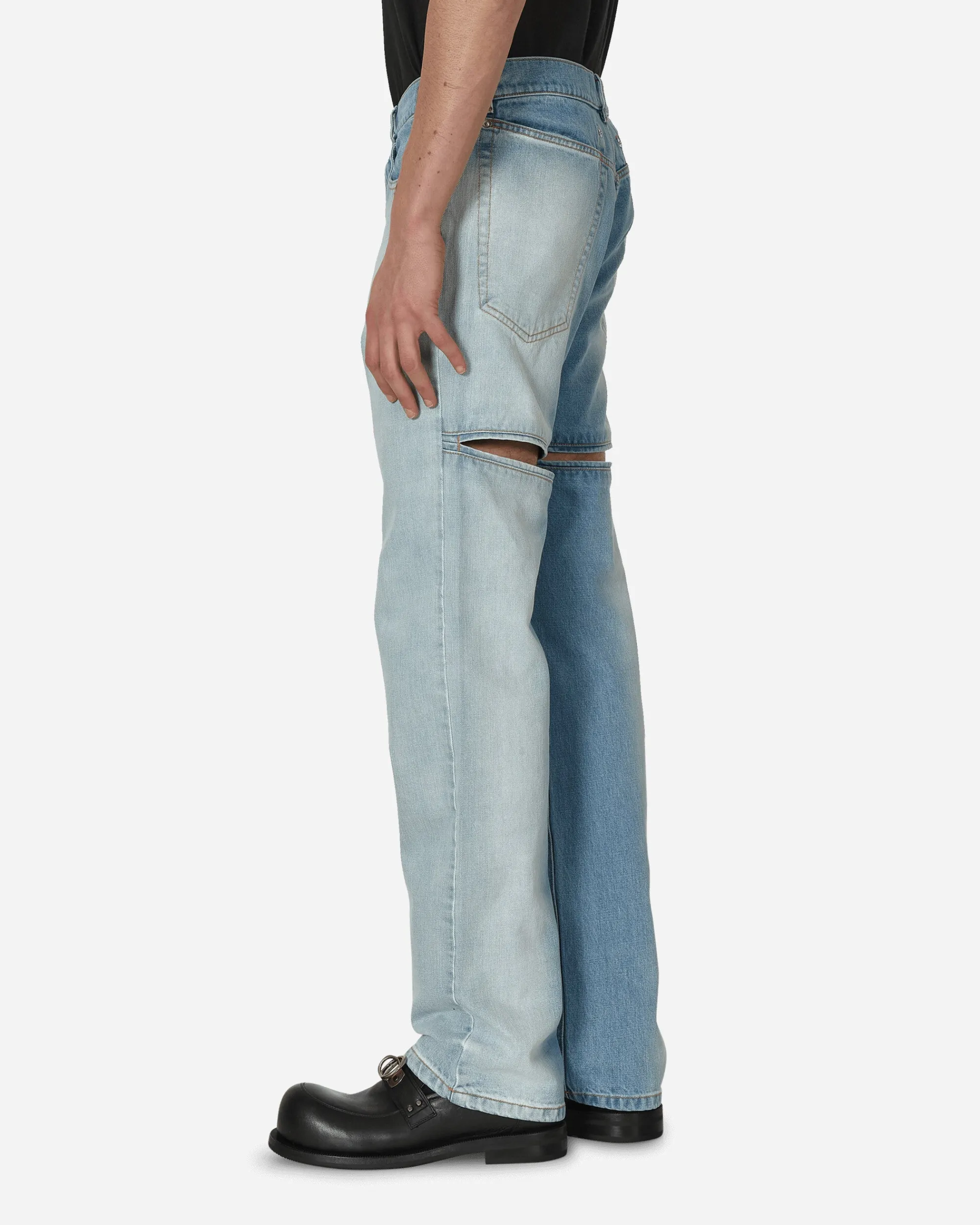 Random Identities Pants^Back Cut Denim Pants Blue