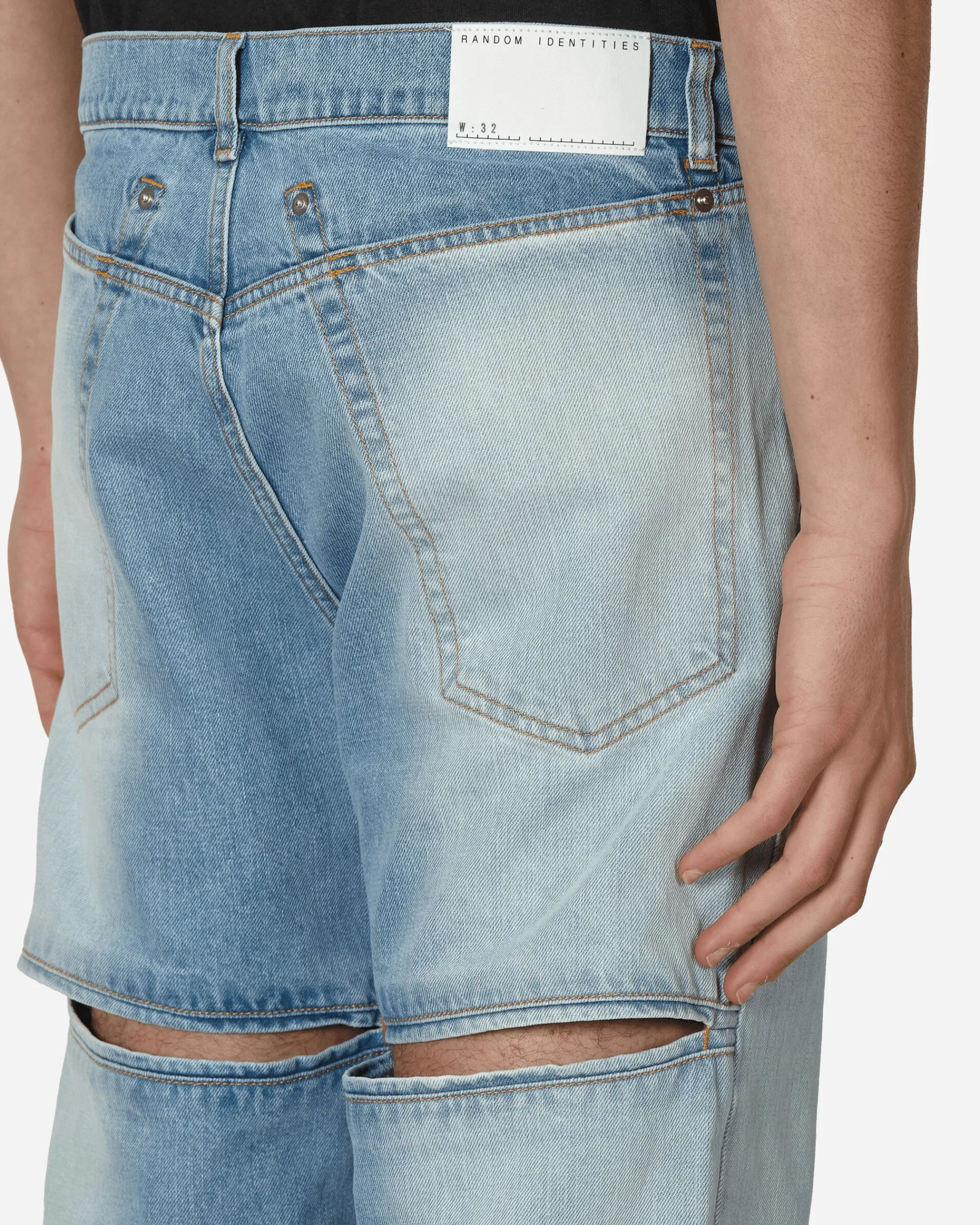 Random Identities Pants^Back Cut Denim Pants Blue