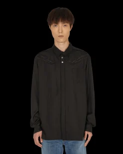 Undercover Shirts^Barbed Wire Embroidered Shirt Black