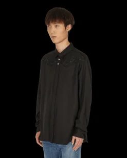 Undercover Shirts^Barbed Wire Embroidered Shirt Black