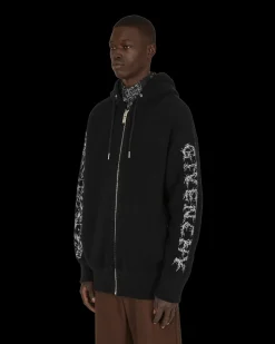 Givenchy Sweatshirts^Barbed Wire Printed Hooded Zip Sweater Black