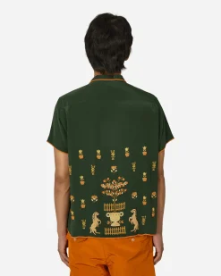 Bode Shirts^Beaded Paddock Sampler Short Sleeve Shirt Green
