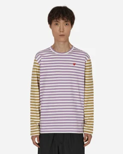 Comme Des Garçons Play T-Shirts^Bi-Color Stripe Longsleeve T-Shirt Purple