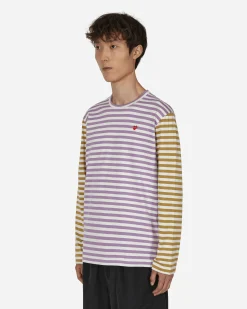 Comme Des Garçons Play T-Shirts^Bi-Color Stripe Longsleeve T-Shirt Purple