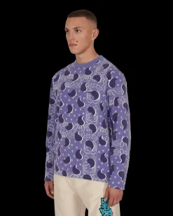 Awake NY T-Shirts^Big Paisley Longsleeve T-Shirt Blue