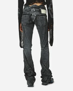 Ottolinger Pants^Big Waistband Drape Denim Pants Black / White