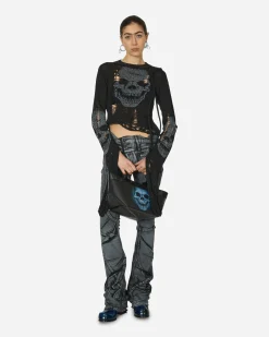 Ottolinger Pants^Big Waistband Drape Denim Pants Black / White