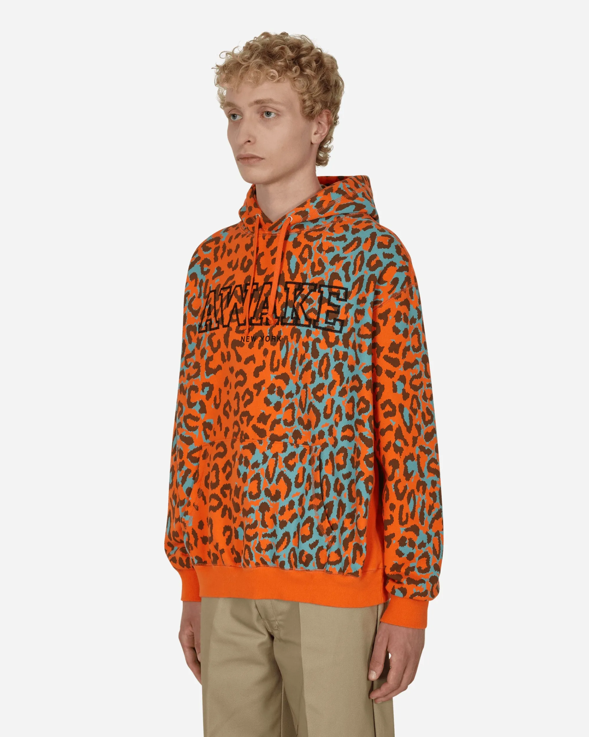Awake NY Sweatshirts^Block Logo Hooded Sweatshirt Orange
