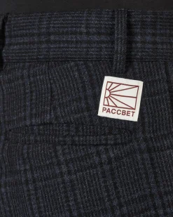 Paccbet Pants^Checked Pleated Trousers Blue