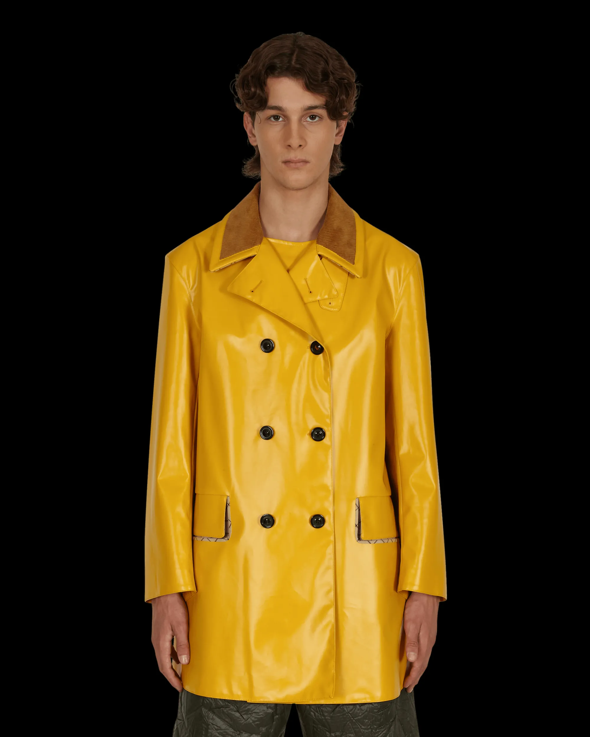 Maison Margiela Coats And Jackets^Coated Cotton Double Breasted Raincoat Yellow