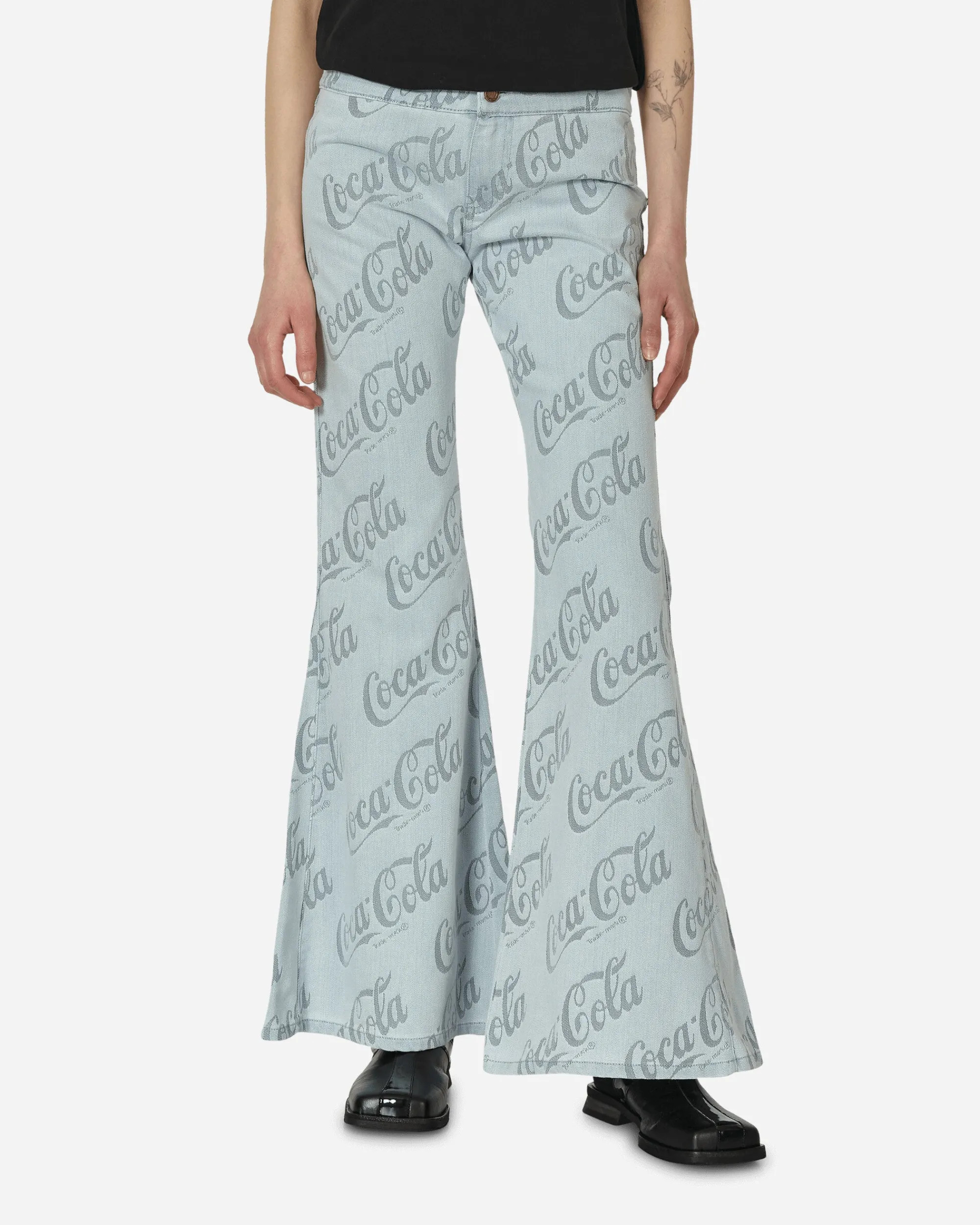 ERL Pants^Coca-Cola Jacquard Denim Flare Pants Grey