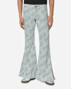 ERL Pants^Coca-Cola Jacquard Denim Flare Pants Grey
