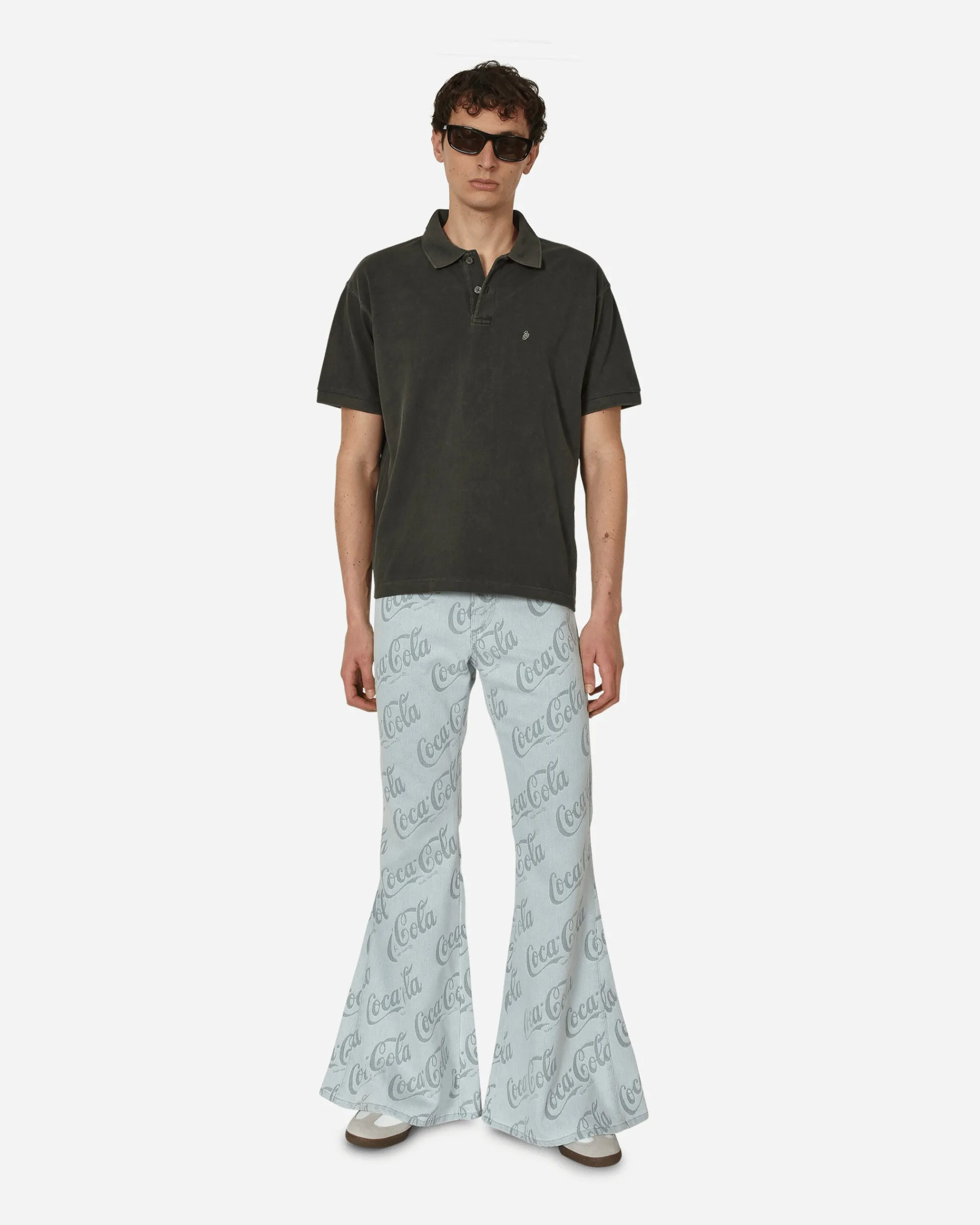 ERL Pants^Coca-Cola Jacquard Denim Flare Pants Grey
