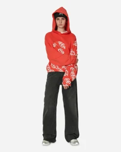 ERL Sweatshirts^Coca-Cola Swirl Hooded Sweatshirt Red