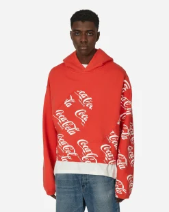 ERL Sweatshirts^Coca-Cola Swirl Hooded Sweatshirt Red