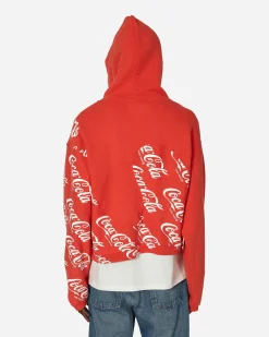 ERL Sweatshirts^Coca-Cola Swirl Hooded Sweatshirt Red