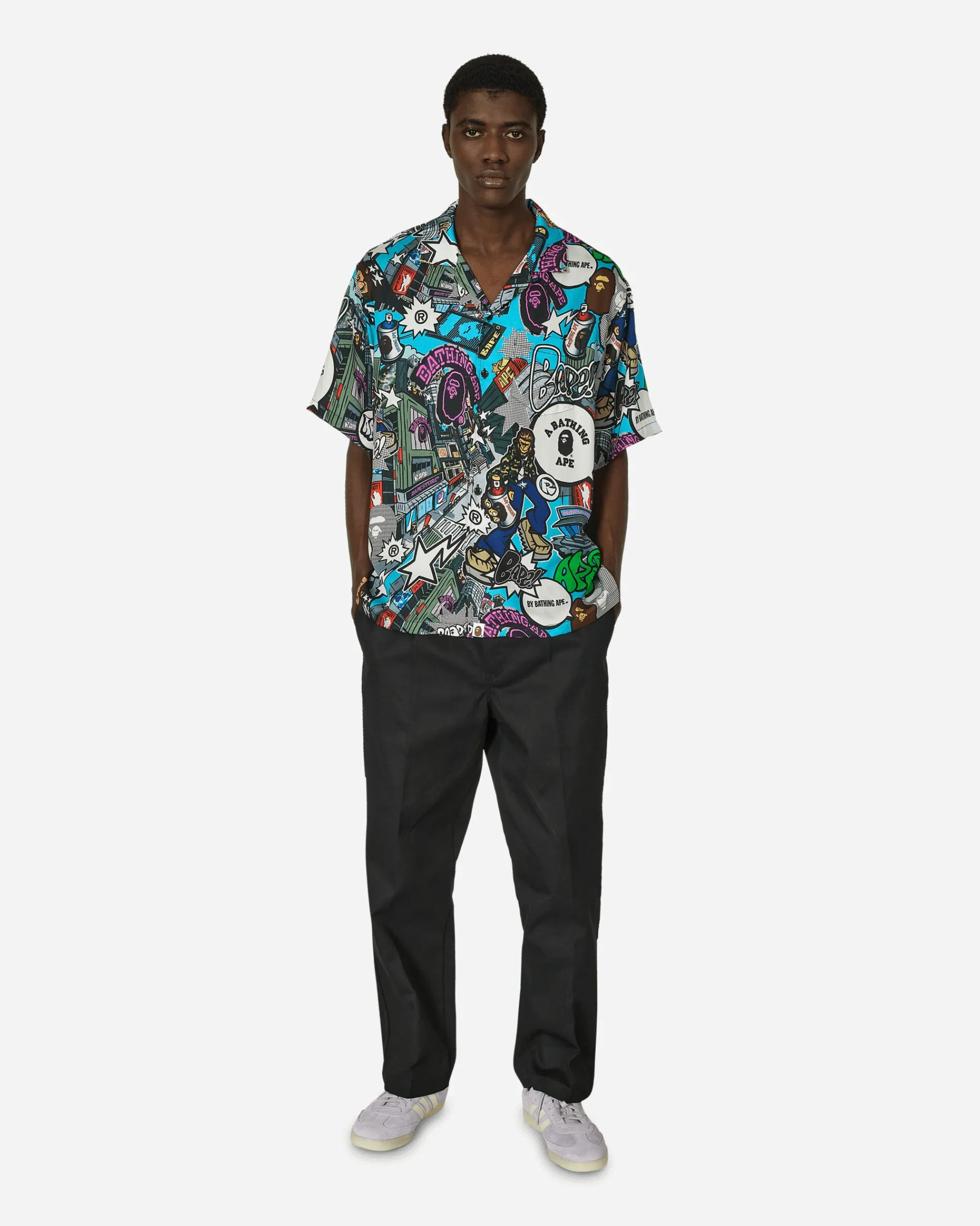 A Bathing Ape Shirts^Comic Art Open Collar Shirt Multicolor