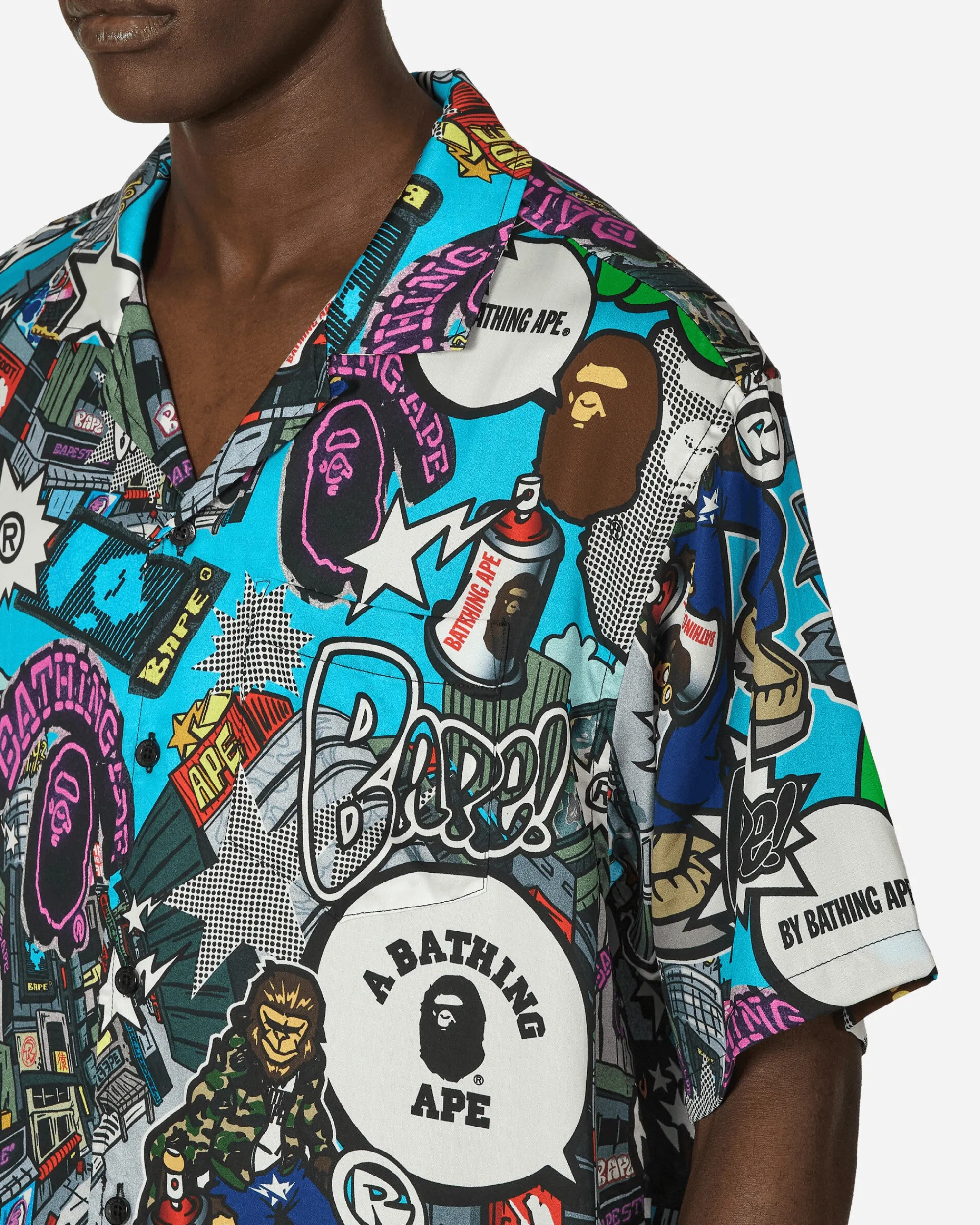 A Bathing Ape Shirts^Comic Art Open Collar Shirt Multicolor
