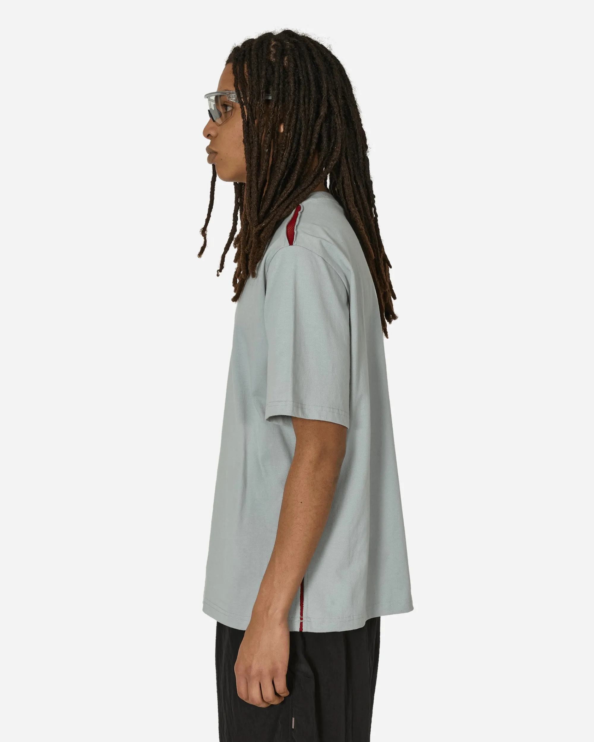 Unaffected T-Shirts^Contrast Mesh Panel T-Shirt Misty Blue