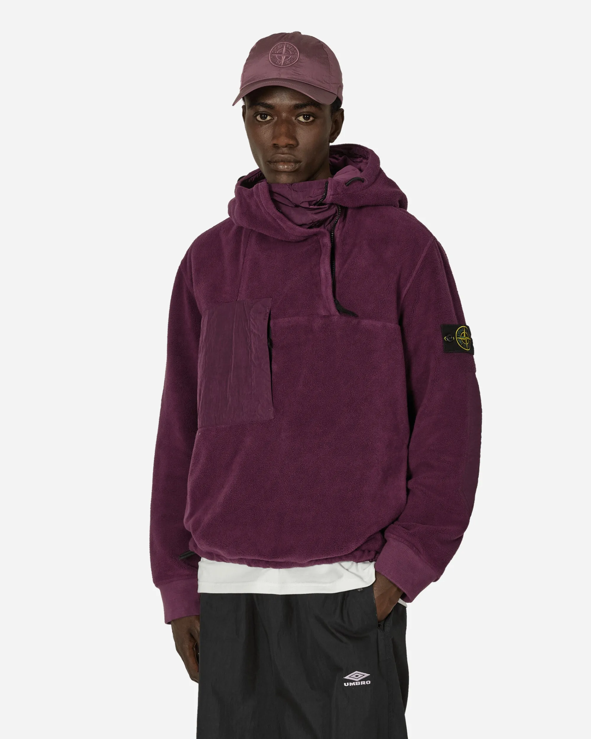 Stone Island Sweatshirts^Cotton Pile Nylon-TC Anorak Jacket Dark Burgundy