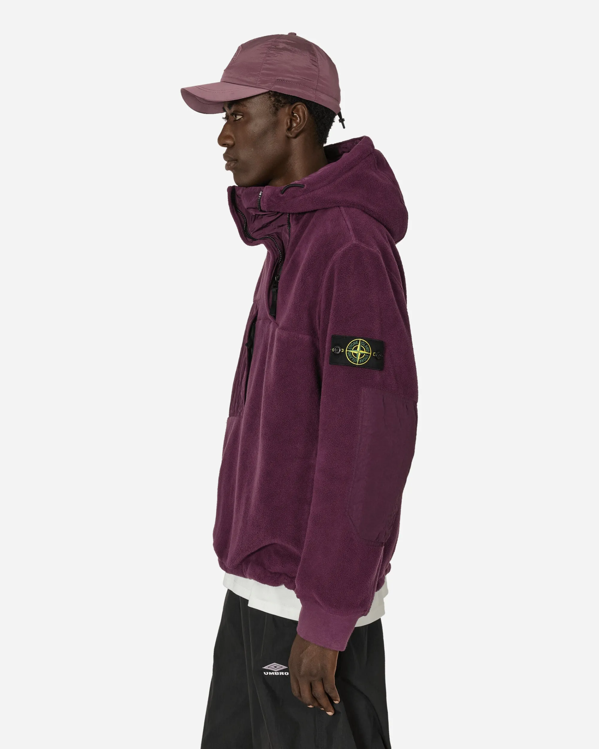 Stone Island Sweatshirts^Cotton Pile Nylon-TC Anorak Jacket Dark Burgundy