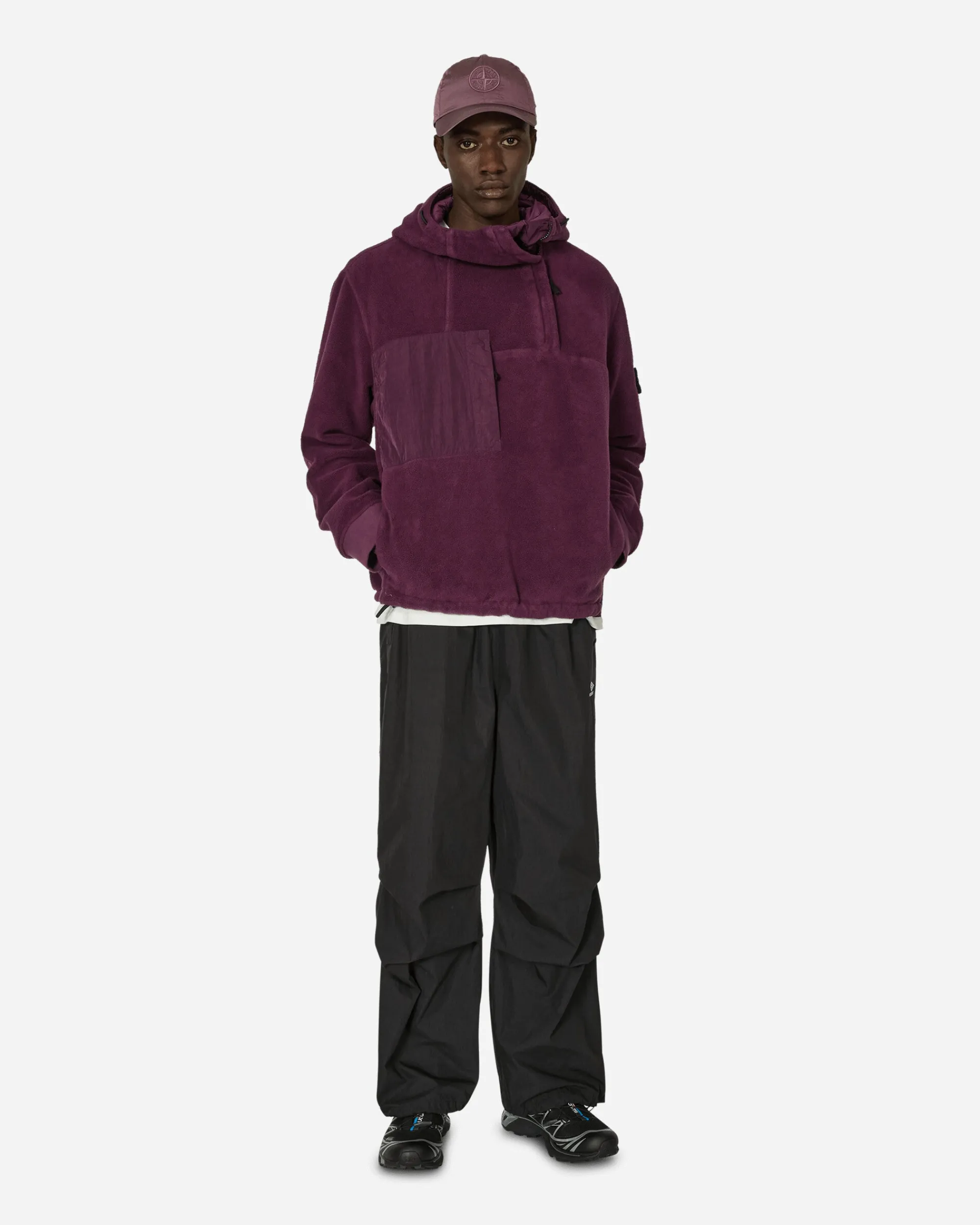 Stone Island Sweatshirts^Cotton Pile Nylon-TC Anorak Jacket Dark Burgundy
