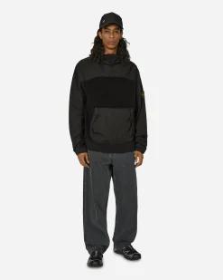 Stone Island Sweatshirts^Cotton Pile Nylon-TC Hooded Sweatshirt Black