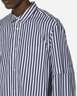 sacai Shirts^Cotton Poplin Shirt Navy Stripe
