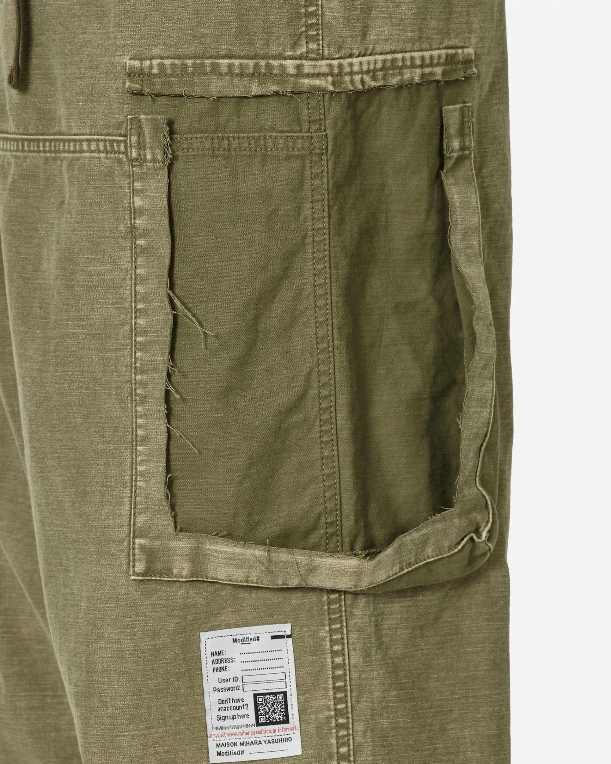 Maison MIHARA YASUHIRO Pants^Cotton Satin Cargo Trousers Khaki