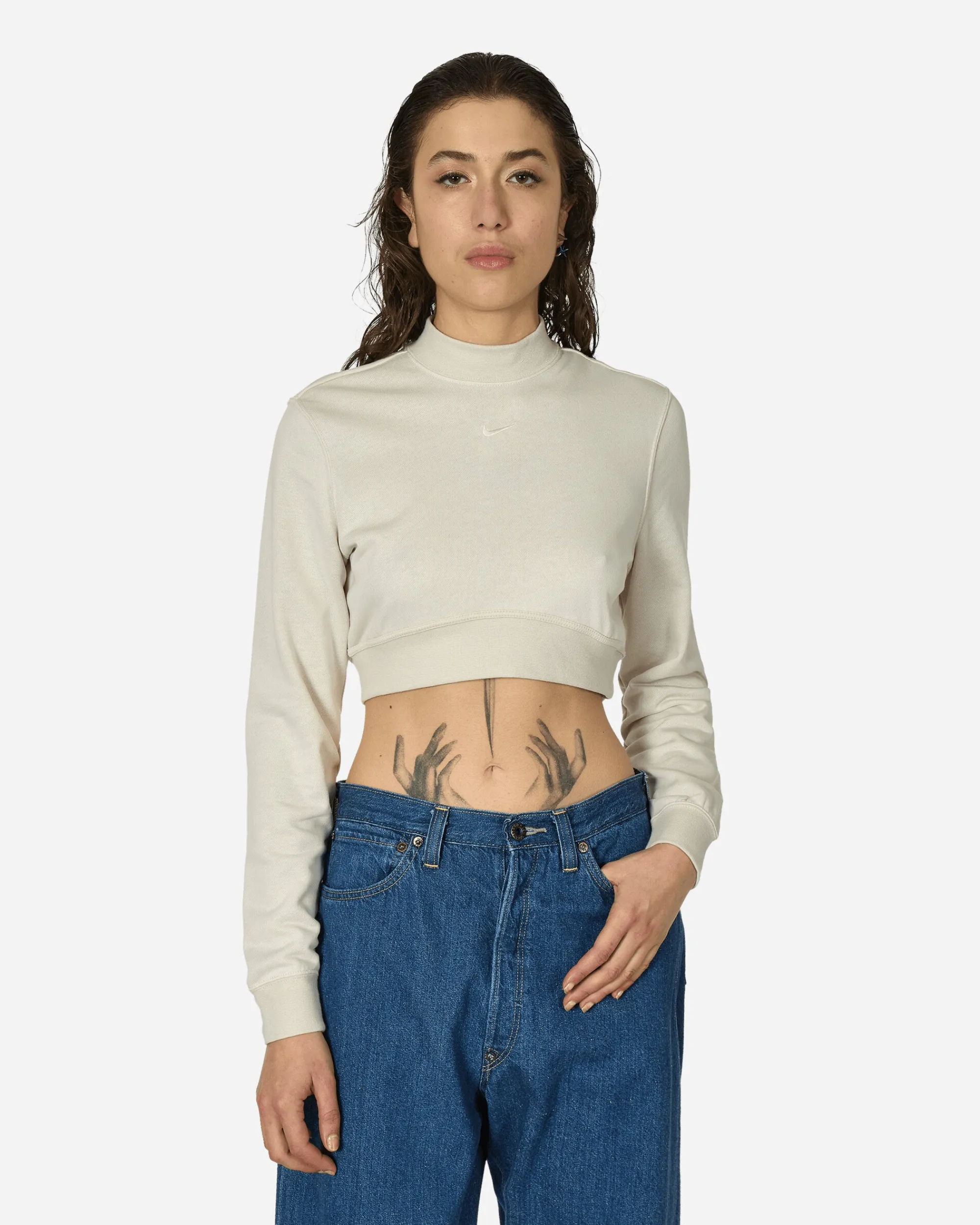 Nike Sweatshirts^Crewneck Cropped French Terry Top Light Orewood Brown