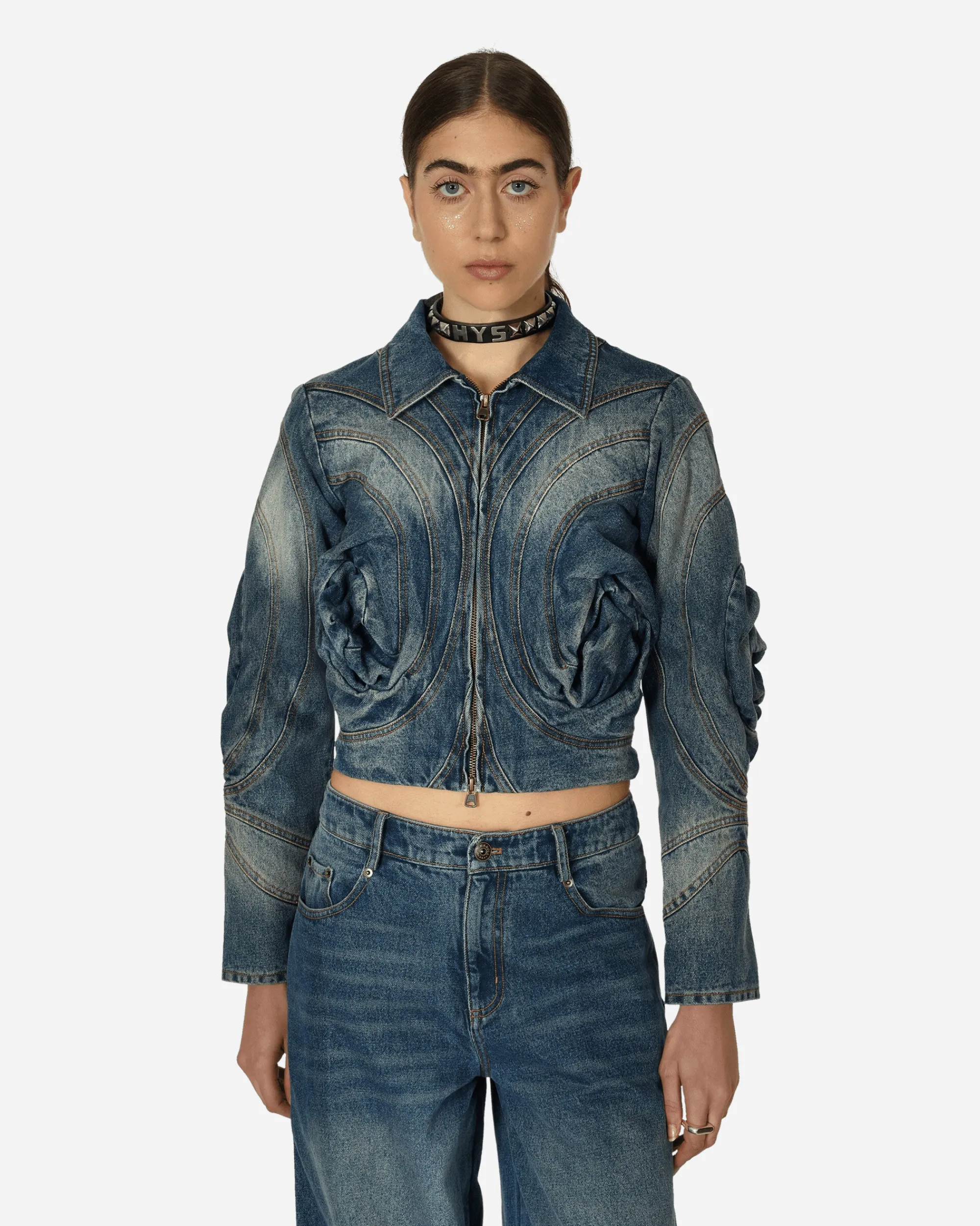 MARRKNULL Coats And Jackets^Crinkled Floral Jacket Blue