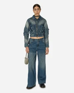 MARRKNULL Coats And Jackets^Crinkled Floral Jacket Blue
