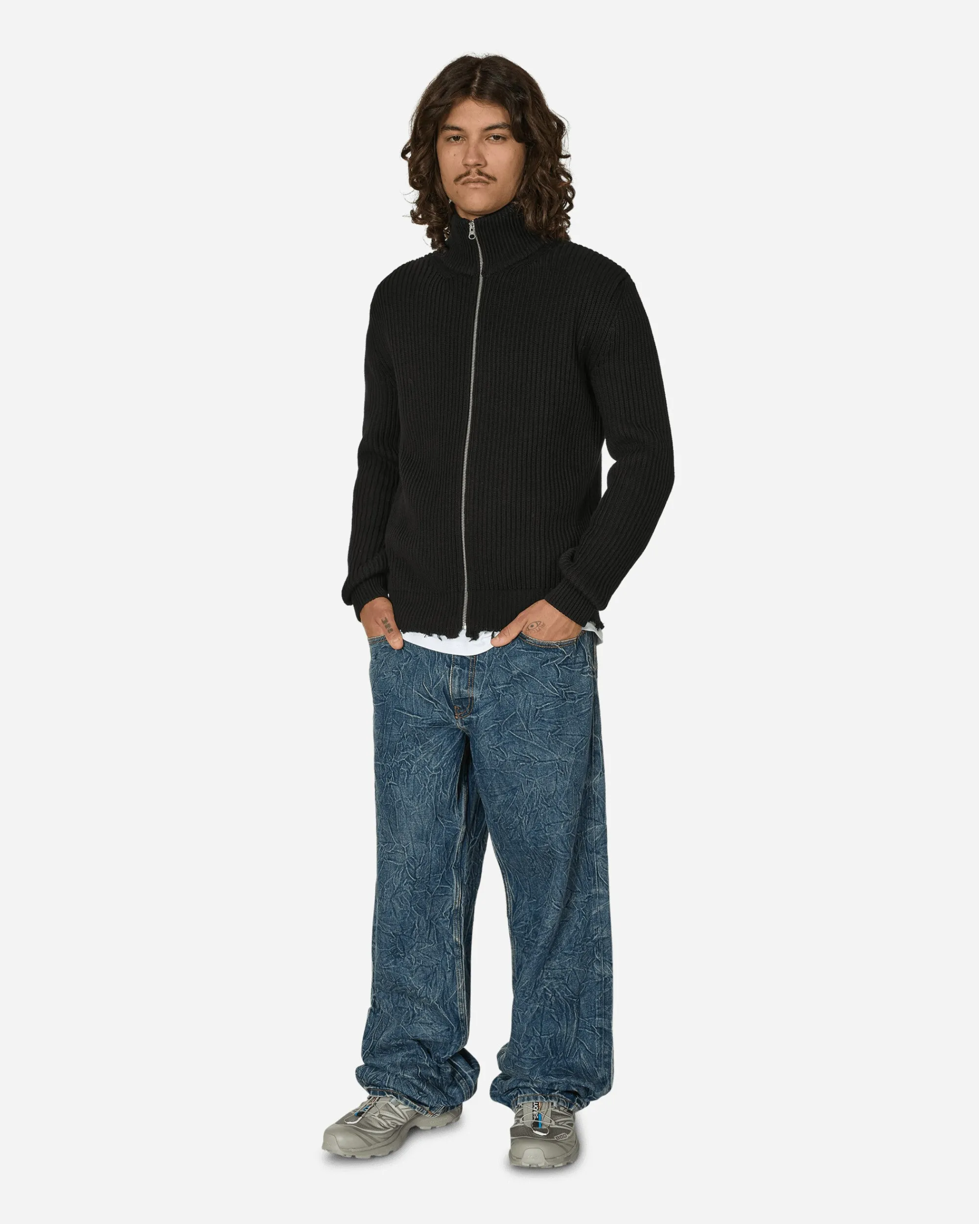 MM6 Maison Margiela Pants^Crinkled 5-Pocket Denim Trousers Blue