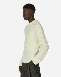 AMOMENTO Knitwear^Crochet Knit Sweater Ivory