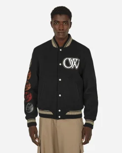Off-White Coats And Jackets^Cryst Moon Phase Varsity Jacket Black