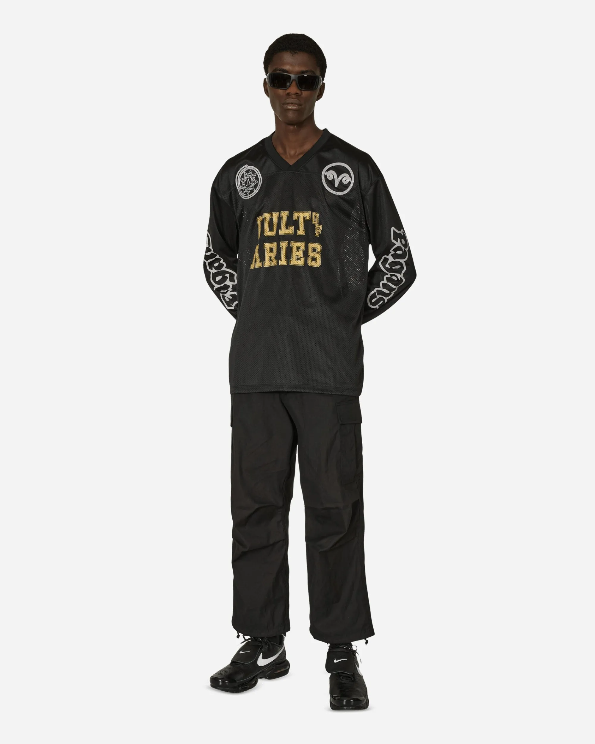 Aries T-Shirts^Cult Leader Airtex Longsleeve T-Shirt Black