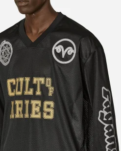 Aries T-Shirts^Cult Leader Airtex Longsleeve T-Shirt Black
